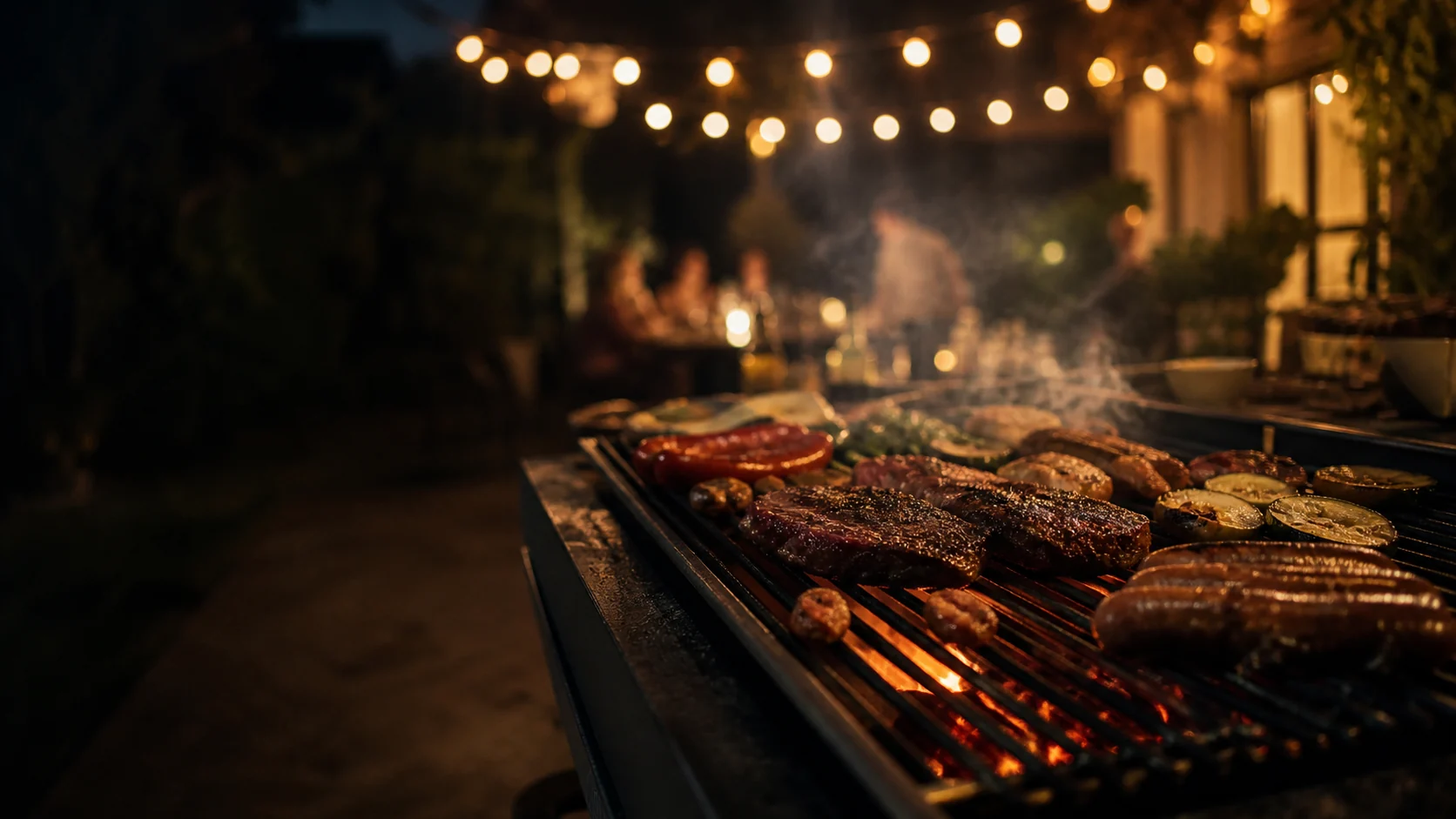 Asado con ambiente de partido sin marcas oficiales