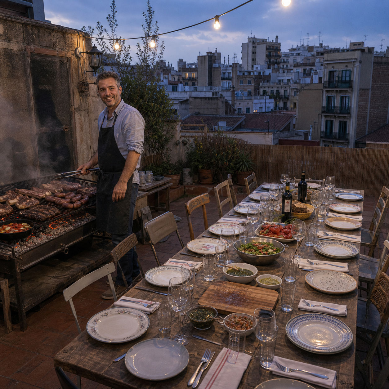 Parrilla en terraza de Barcelona