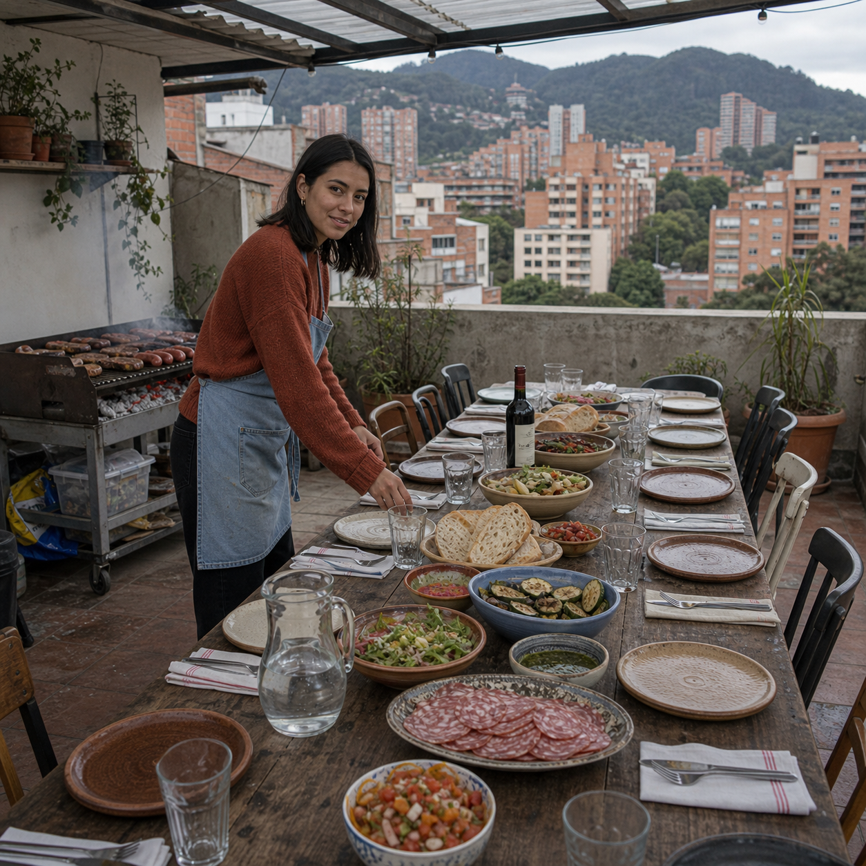 Parrilla bogotana con vista a la ciudad