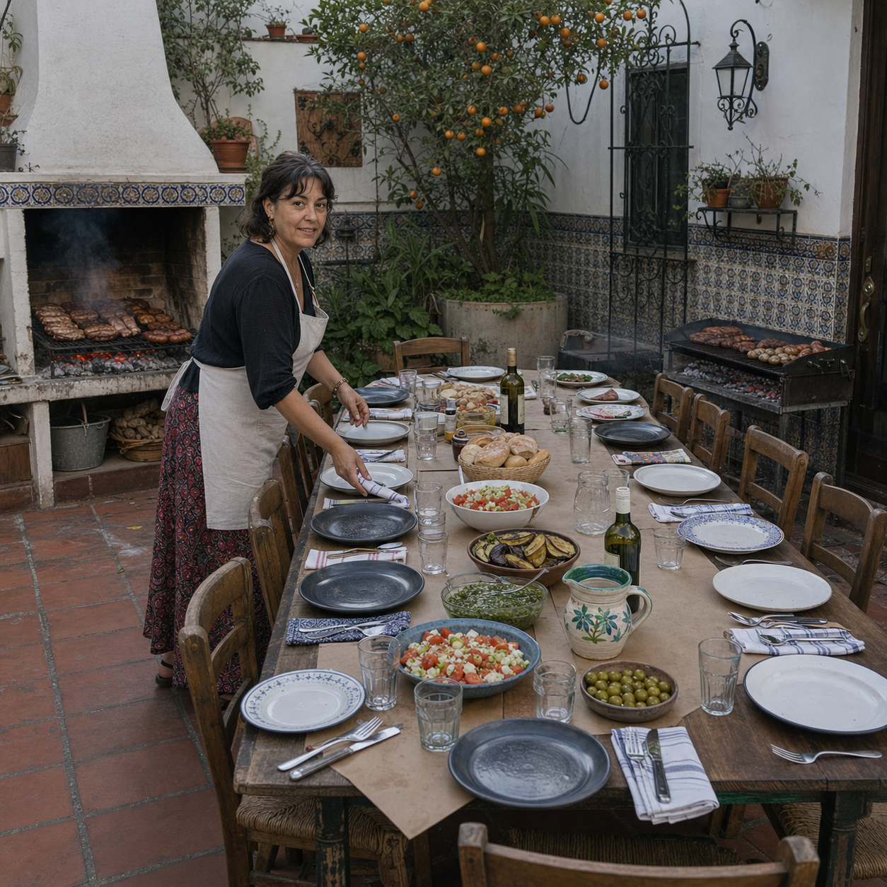 Asado en patio sevillano